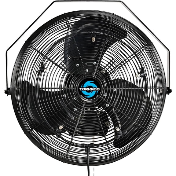 Tornado 18 Inch Outdoor Misting Fan High Velocity Metal Industrial Wall Mount Fan For Commercial, Industrial, Residential, Greenhouse Use 3 Speed 5 Nozzles 6.6 FT Cord UL Safety Listed