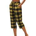 thumbnail image 3 of Women's Cotton Polyester Wide Leg Capri Pants, Mid Waisted Elastic Waist Straight Tube Casual, Pockets with Drawstring Relaxed Fit, Office Beach Travel Summer, Cropped Pants, 3 of 8