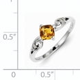 thumbnail image 3 of Primal Silver Sterling Silver Rhodium Diamond and Citrine Cushion Ring, 3 of 6