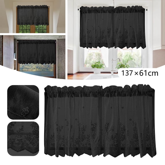 Lace Floral Lace Curtains Kitchen Coffee Curtains Bedroom Rod Curtains Lace Short Curtains Lace Curtains 54 X 24 Inches 1Panels Polyester Curtains,D,Polyester