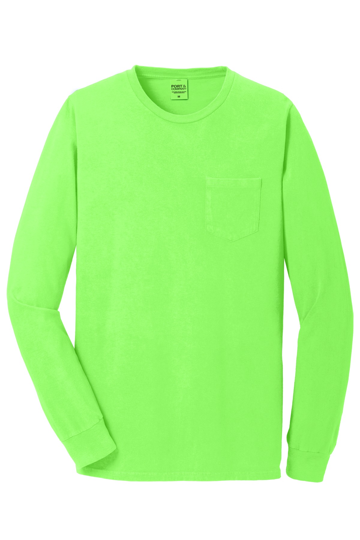 Port & Company Pigment Dyed Long Sleeve Pocket Tee-M (Neon Green) - image 5 of 6