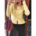 thumbnail image 4 of Women Fall Cardigan Sweaters Long Sleeve Button Up Ribbed Knit Tops Light Yellow S, 4 of 7