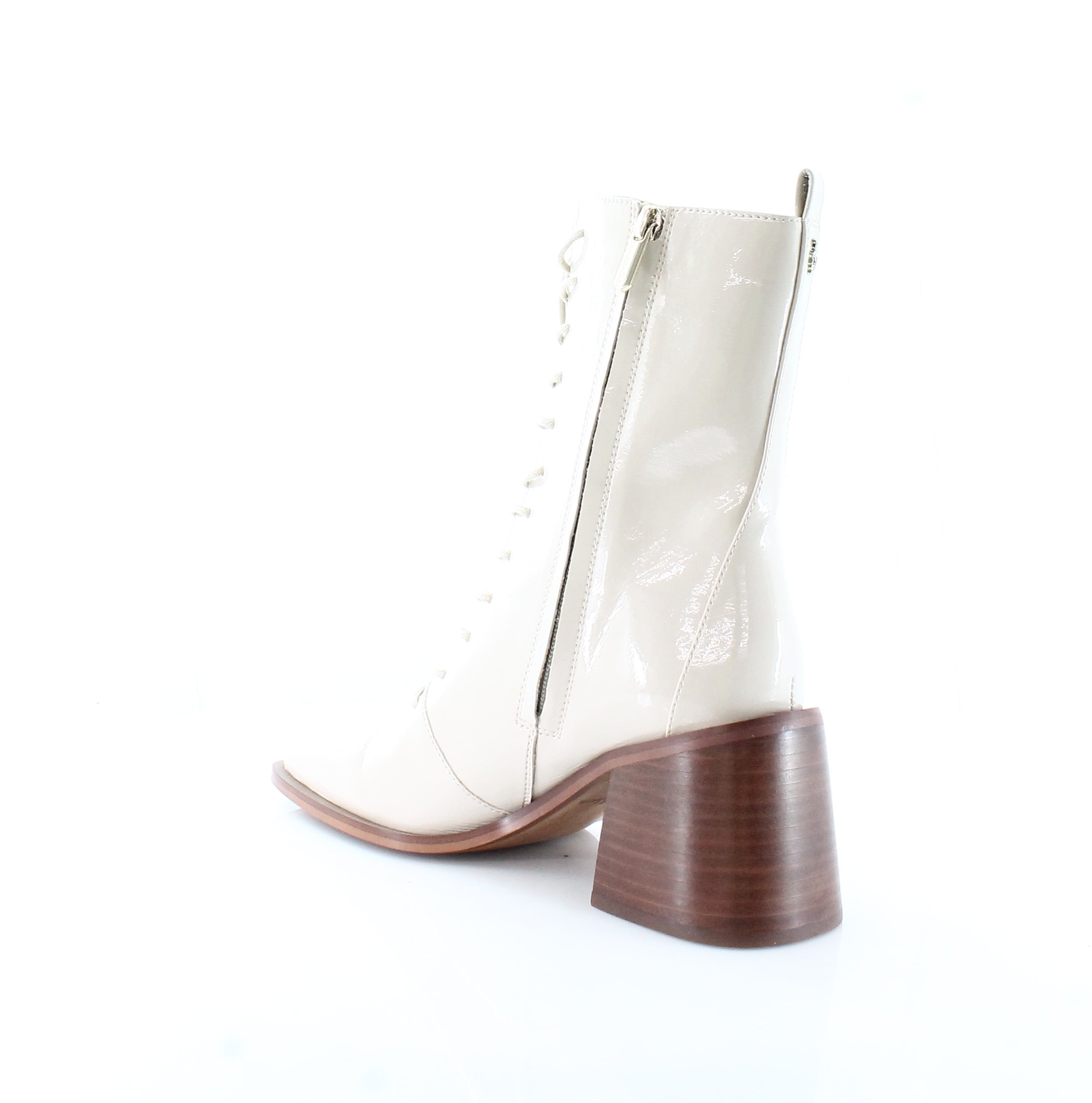 Sam Edelman Westie Linen Leather Chunky Heel Squared Toe Lace Up