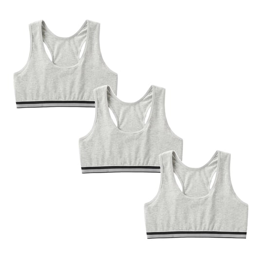 3 PCS Girls Training Bras Soft Cotton Crop Tops Unpadded Racerback Kids First Bra Sports Bra for Girls Age 7-14