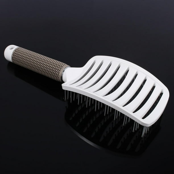 Cepillo peine para cabello curvado, cepillo peine masajeador de púas anchas antiestático, cepillo para cabello con ventilación curva, acabado de lujo