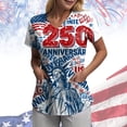 thumbnail image 2 of COMVALUE Patriotic Scrub Tops for Women 4th of July Flag Print V Neck Tee Short Sleeve Casual Tops Working Uniform (Light Blue, XXL), 2 of 6