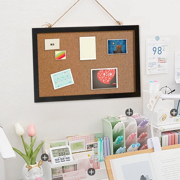 Cork Board & Bulletin Board 11.8"x15.7", Hanging Wood Framed Bulletin Board, Picture Display Vision Board Kit Corkboards for Home Decor & Wall Organization