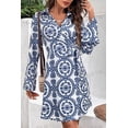 thumbnail image 4 of I AM A FASHION JUNKY Blue Floral Print V Neck Wrapped Knot Long Sleeve Dress, 4 of 8