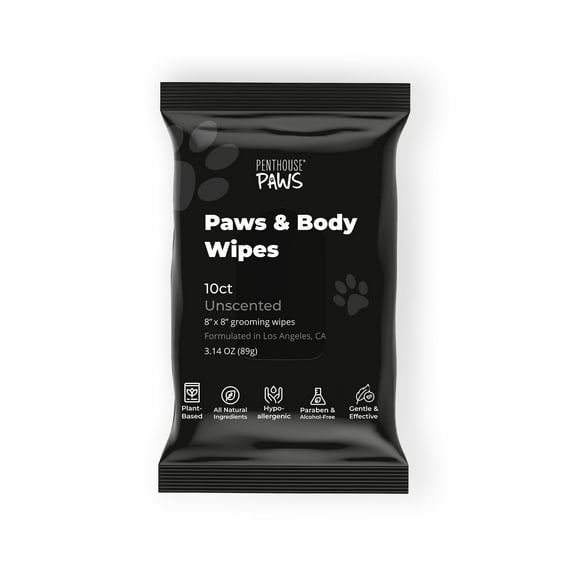 Penthouse Paws® Pet Wipes, Unscented Paws & Body Cleansing Wipes for Dog & Cat 10ct Pack