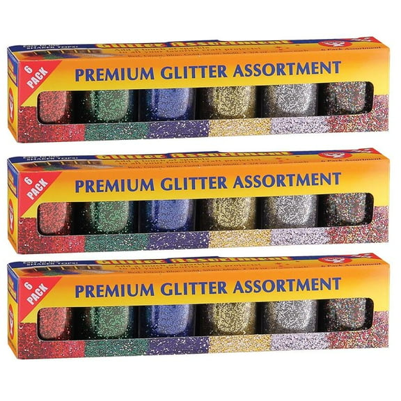 Hygloss Products HYG37506-3 0.75 oz Glitter - 6 Per Pack - Pack of 3