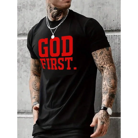Men's Casual & Versatile Slogan Printed Short Sleeve T-Shirt