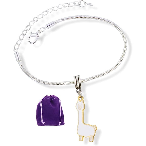 Llama Gifts | Llama Jewelry for Girls is Hypoallergenic Stainless Steel Snake Chain Charm Bracelet