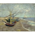 thumbnail image 2 of van Gogh, Vincent 24x20 Black Ornate Wood Framed with Double Matting Museum Art Print Titled - Fishing boats on the beach at Les Saintes-Maries-de-la-Mer, 2 of 4