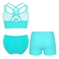 thumbnail image 2 of YONGHS Girls 3 Piece Swimsuits Bathing Suit Sports Crop Top Briefs Swim Trunks Outfits Swimwear Lake Green-C 10, 2 of 7