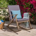 thumbnail image 1 of Solid Wood Rocking Chair - High Back Ergonomic Design with Upholstered Seat for Indoor/Outdoor Nursery/Living Room/Patio, 1 of 5
