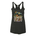 thumbnail image 2 of Wild Bobby Trendy Landscape With Daisies Cactus Monarch Butterfly Nature Lover Women Tri-Blend Racerback Tank Top, Vintage Black, Small, 2 of 6