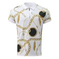 thumbnail image 4 of Mens Workout Shirt Fashion Zipper Turn-Down Printing Strip Raglan Short Sleeve Mens Sprimg Clothing,Yellow,2XL, 4 of 7