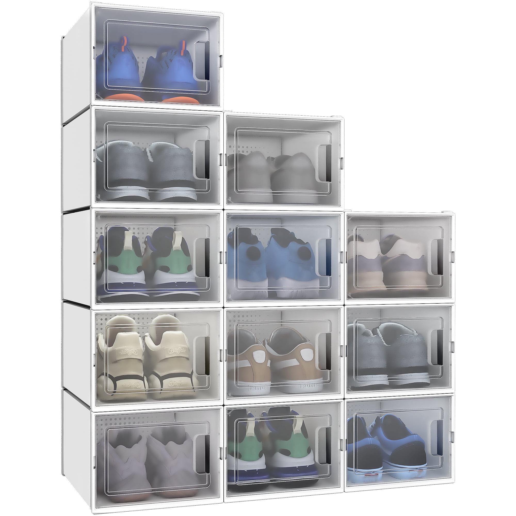 YITAHOME 12 Pack Stackable Shoe Storage Boxes Shoe Organizer for Closet ...