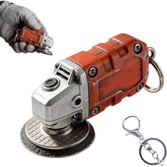 Pekkaxy Mini Grinder Keychain, Realistic Grinding Tool Keychain Pendant Keyring for Tool Lovers, Backpack Accessory