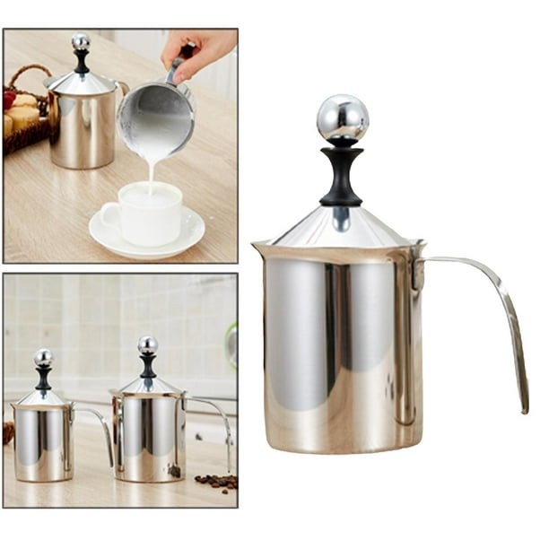Espumador Manual de material acero Inoxidable con , Tapa, Crema, Cabezal para , Fabricante de Espuma, Utensilio de Cocina Los 8x8x18cm Macarena Espumador de leche manual