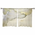 thumbnail image 2 of Marble Yellow Semi Sheer Curtains 45 Inch Length 2 Panels Set, Modern Abstract Ink Painting Luxury Sheer Kitchen Curtain Privacy Voile Window Curtain for Living Room Bedroom Rod Pocket Drapes, 2 of 7