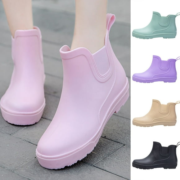 Rain Boots Women Non Slip Detachable With Inside Waterproof Rubber Water Shoes Women's Rubber Boots Purple 39