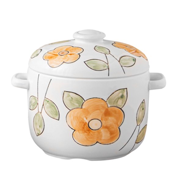 Qeeadeea Onion Soup Bowl With Lid And Handle, Ceramic Soup Bowl, Microwave Bowl Oven Safe.-yellow and flowers-500ml