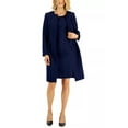 thumbnail image 2 of Le Suit Sleeveless Boat Neck Zipper Back Jacquard Dress with Collarless Hook & Eye Closure Jacket 2 Piece Set-BRIGHT NAVY / 4, 2 of 2