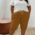 thumbnail image 3 of MLCDZ Long Shorts for Women Plus Size Knee Length Bermuda Shorts Baggy Casual High Waist Drawstring Wide Leg Beach Resort Pants, 3 of 10