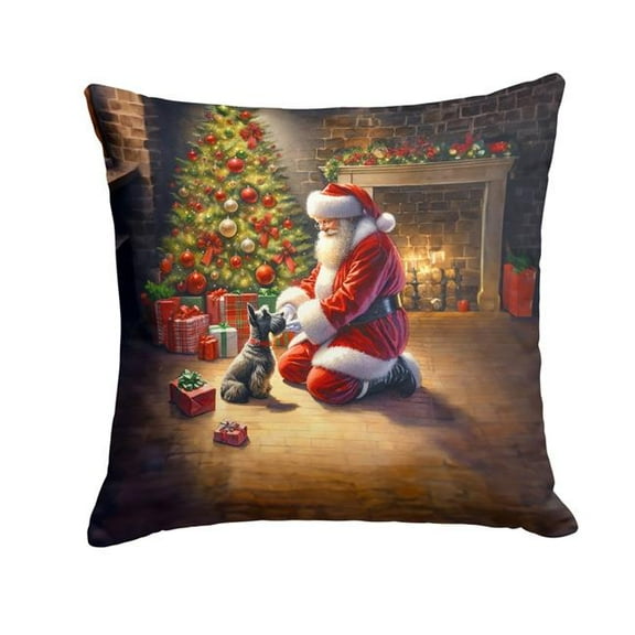 Carolines Treasures DAC4155PW1414 14 x 14 in. Scottish Terrier & Santa Claus Throw Pillow
