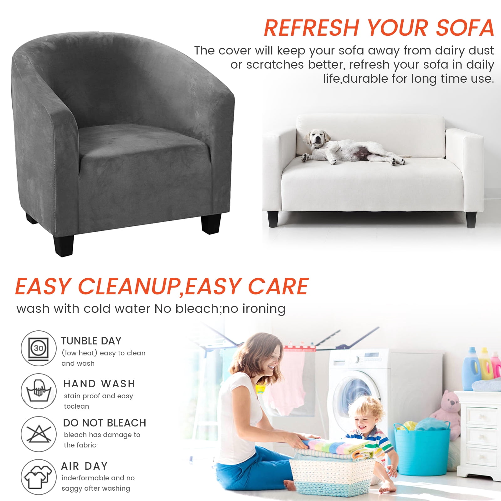 CJC Stretch Velvet Sofa Cover Club Chair Slipcover Plush Chair Covers, Spandex Elastic Armchair Couch Cover Sofa Furniture Protector for Bar Counter Living Room Internet Cafes Hotel