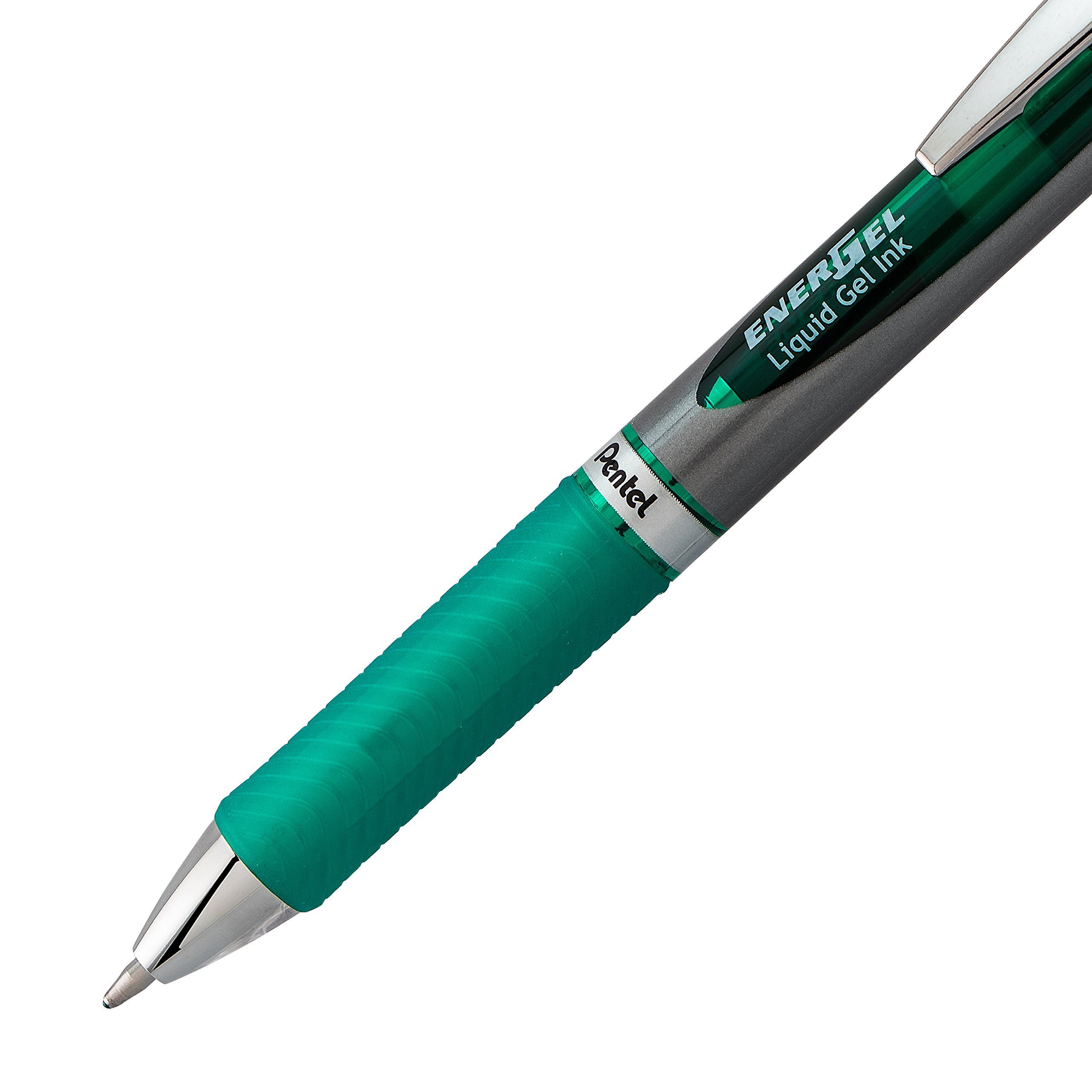 Pentel Gel Ink Pen, Retractable Gel Pen, Bold Point, Metal Tip, Green Ink, Box of 12 (BL80-D) 12 Pack 1.0mm