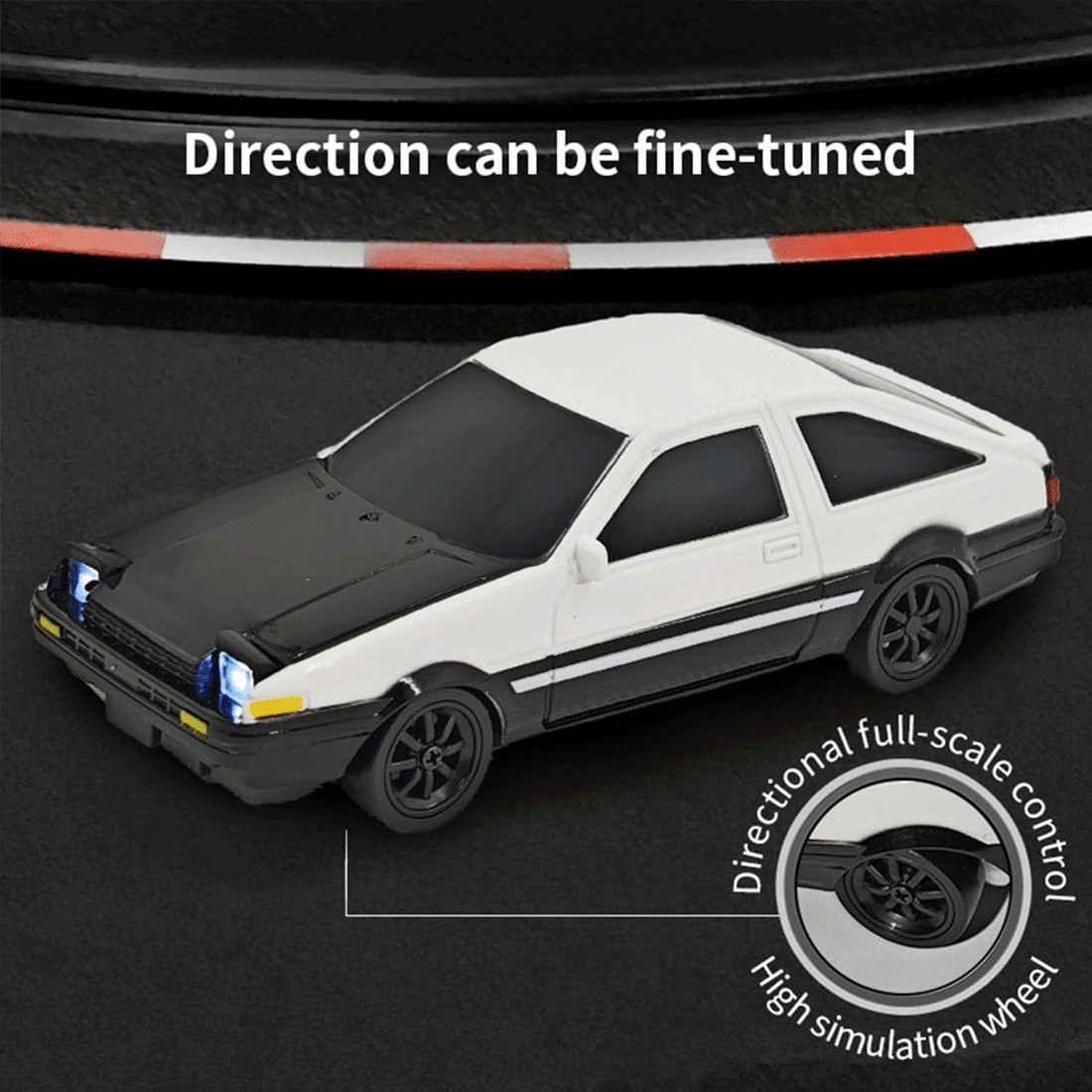 1/43 Scale Mini RC Drift Car, 2.4G 4WD Full Proportional Remote Control Sport Racing Car with 15KM/H High Speed & LED Lights, RC Electric Vehicle Toys for Adults
