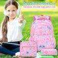 thumbnail image 3 of MInHoues 3 Pcs Girls Printed Backpack Set, Floral and Butterfly Print Waterproof School Bag for Teens, 14 Inch Laptop Daypack with Lunch Bag, Pencil Case for Travel Outdoors, Pink, 3 of 5