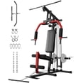 thumbnail image 1 of Home Gym Equipment, All-in-One Workout Machine with LAT Pull Down System & Pulley, Compatible with Your Own Weight Plates for Full Body Workout, Red & Black, 1 of 8