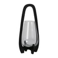 thumbnail image 3 of Sagebrook Home 18"H Glass Lantern With Wood Handle, Black, 3 of 11