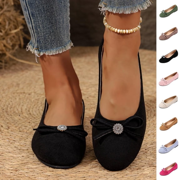 Women's Comfortable Flats Round Toe Flat Shoes for Women Bow Dressy Flats Shoes with Arch Support Insole Office Flats for Work, Party, Date