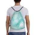 thumbnail image 2 of Kdxio Blue Marble Print Drawstring Backpack Bag,Waterproof Draw String Back Sack, Gym Drawstring Bags Swim Bag For Unisex, 2 of 9