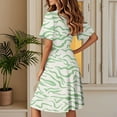 thumbnail image 3 of bbyeadc Floral Wedding Guest Dresses for Women Fashion Party Wrap V Neck Sundresses Plus Size Ruffle Short Sleeve Dresses Women Casual Flowy Bohemian Church Outfits, Light Green L, 3 of 4