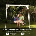 thumbnail image 6 of Gymax Patio Hanging Porch Swing 2-Person Outdoor Metal Swing Bench Chair w/ Chains Black, 6 of 10