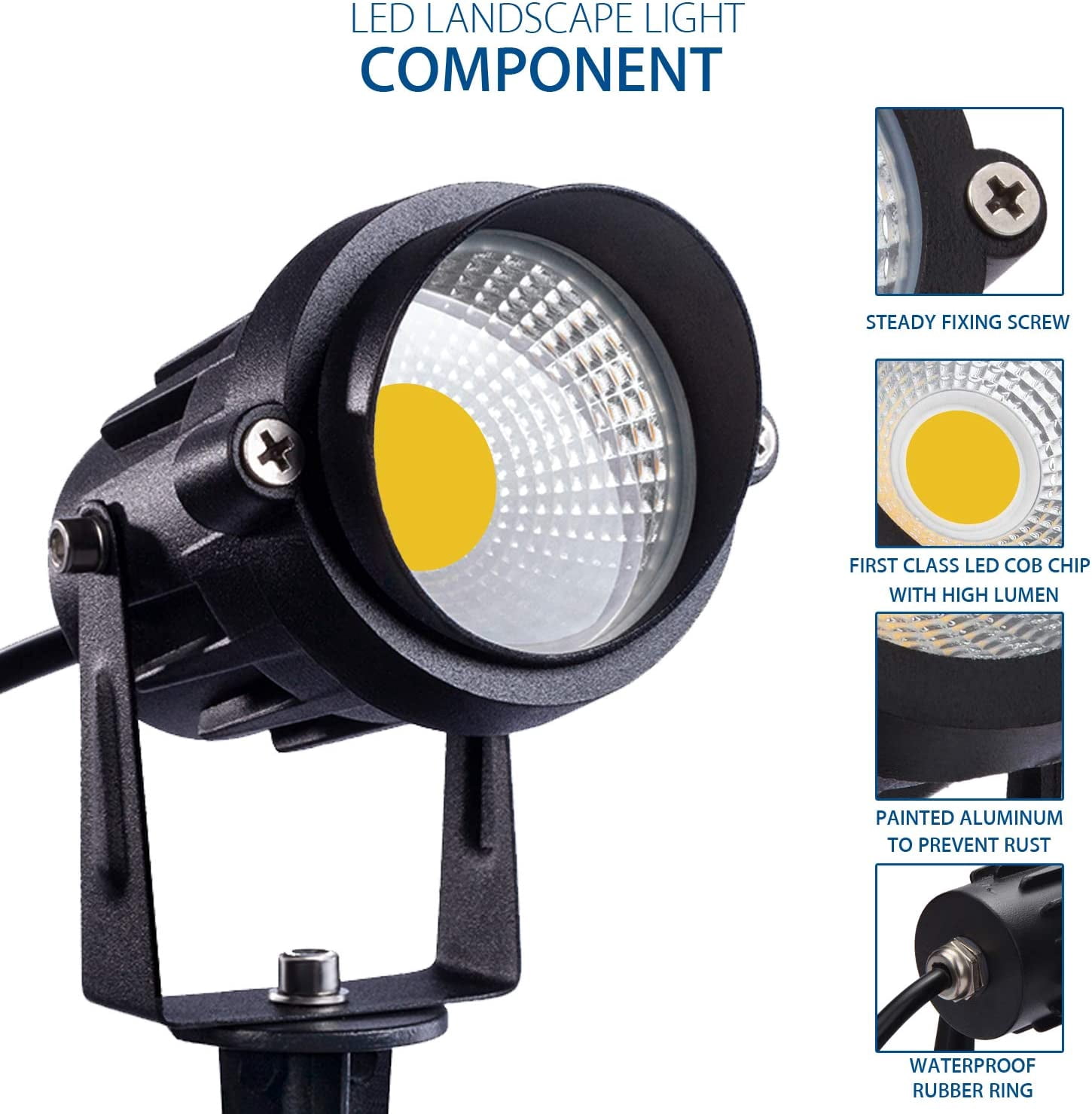 SUNVIE 12W LED Landscape Lights Low Voltage Pathway Lights Outdoor Warm White Spotlights, 8 Pack