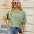 thumbnail image 5 of FLMEI Women's T-Shirts Tees Summer Tops Short Sleeve T Round Neck Loose Cropped T Shirtsoft Blouses Casual Pullover T S-XXL, 5 of 8