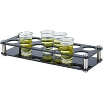 Shot Glass Holder 12 Holes Shot Holder Acrylic Black Shot Glass Tray 30x10.5cm Wine Glass Cup Serving Tray for Restaurant Club Bar Family Party Hloe: 8mm