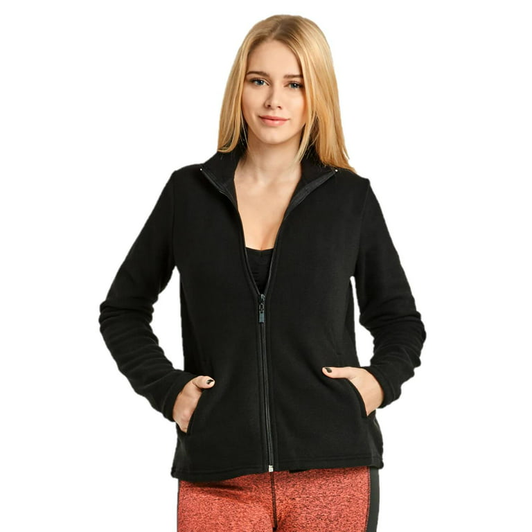 Women's Full-Zip Polar Fleece Jacket, Black L, 1 Count, 1 Pack
