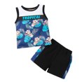 thumbnail image 1 of Ropa Para Bebés, Ropa Para Niños Pequeños, Chaleco De Verano, Top Estampado, Pantalones Cortos De Color Sólido, Conjunto De Dos Piezas Azul Odeerbi LM103-10500, 1 of 9