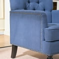 thumbnail image 4 of S-HOME Mid Century Modern Accent Chair With Studded Detailing Upholstered Foam Seat And Rubberwood Frame For Living Room Bedroom Furniture, Blue, 4 of 5