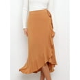 thumbnail image 5 of Cuteduck Women's High-Waisted Ruffle Wrap Skirt Elegant Casual Midi Skirt with Side Tie S-XL, 5 of 6