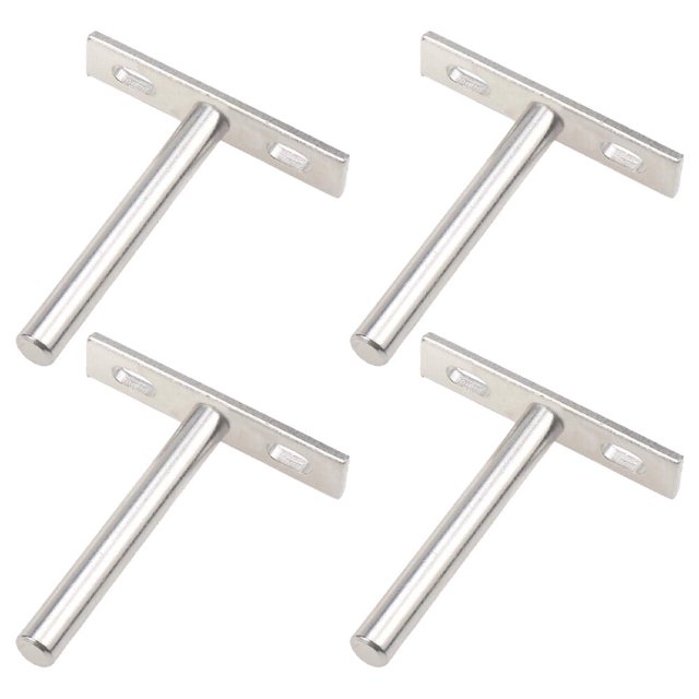 4 piezas de soportes para estanterías flotantes, soporte para estantes con forma de T invisible, niquelado