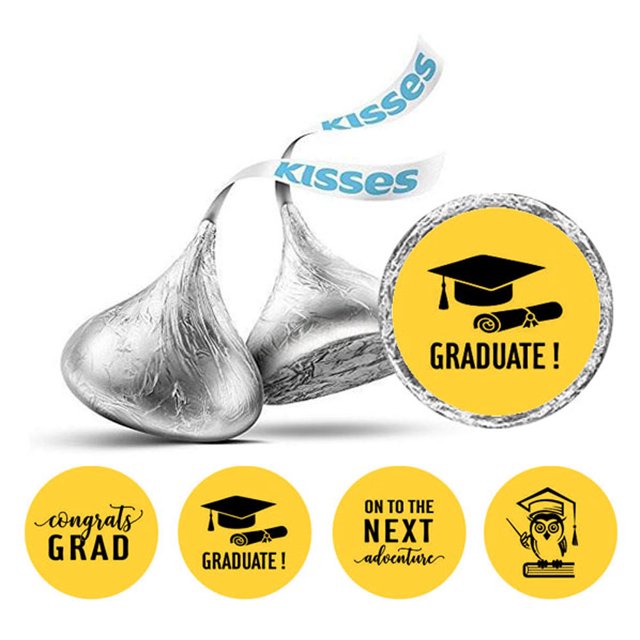 Darling Souvenir 190 Pcs DIY Candy Chocolate Labels Graduation Theme Stickers-Yellow