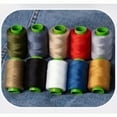 thumbnail image 3 of LEEYNEER Ensemble de 10 Fils Épais Robustes - 3 Boutons Polyester (Animal de Compagnie) - Similaire à Fil de Réparation en Denim 10 Couleurs (Kaki Gris Pâle Beige Blanc Rouge Bleu Marine Noir) - Parfait pour Jeans, 3 of 5